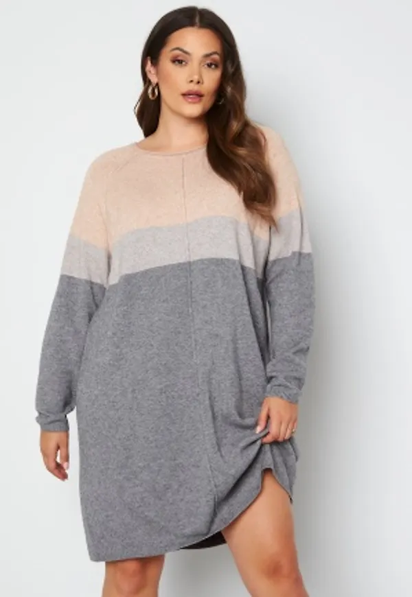 Only Carmakoma Laura L/S Dress Knit Mahogany Rose 50/52 (L)