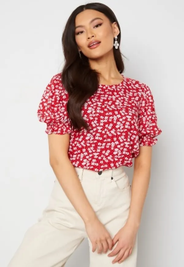 Happy Holly Tris puff blouse Red / Patterned 40/42