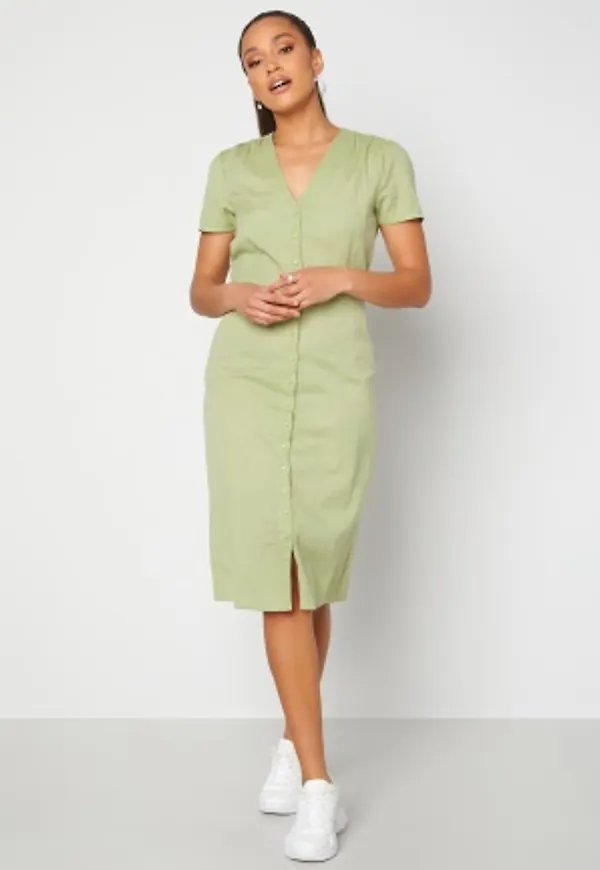 Alexandra Nilsson X Bubbleroom Button Front Midi Dress Dusty green 44