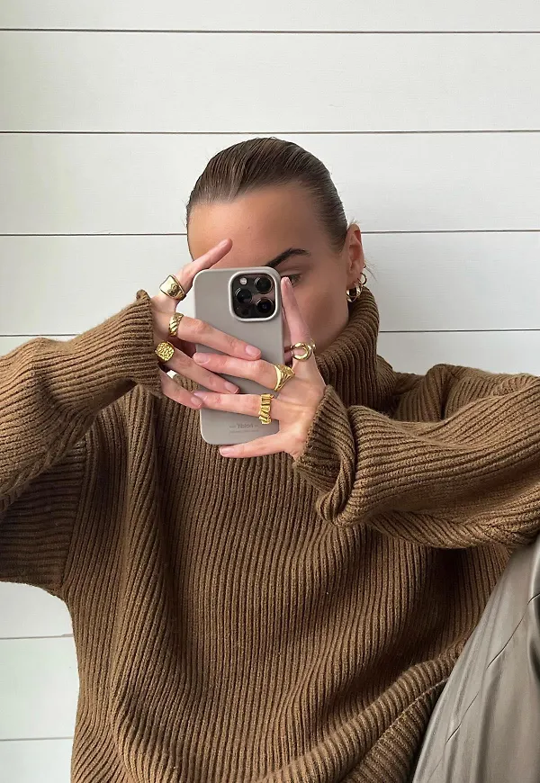 Rianne Meijer x NA-KD Tröja med hög hals - Brown