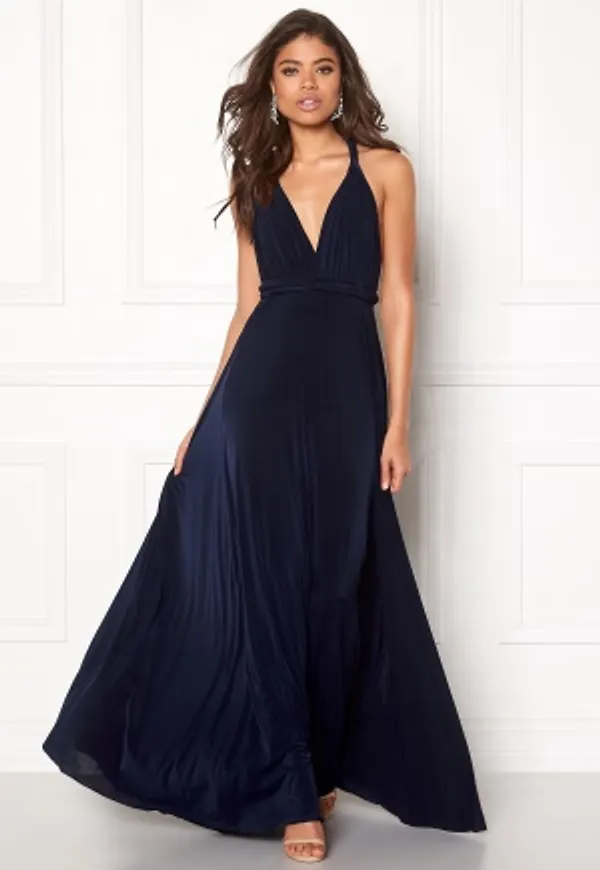 Goddiva Multi Tie Maxi Dress Navy M (UK12)