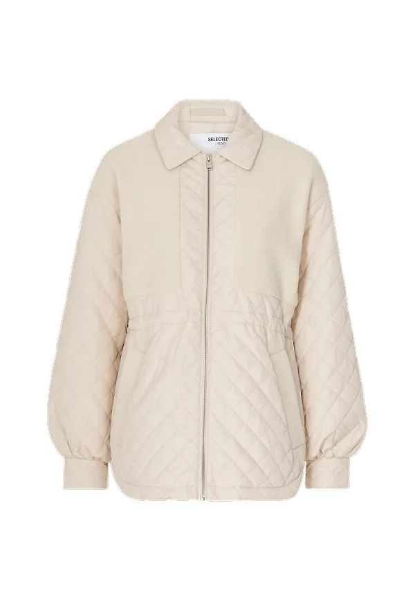 Selected FEMME - Jacka slfNorma Quilted Teddy Jacket - Beige