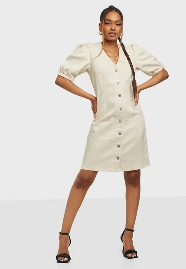 Selected Femme Slfsophia Star White 3/4 Sl Dnm Dre Fodralklänningar
