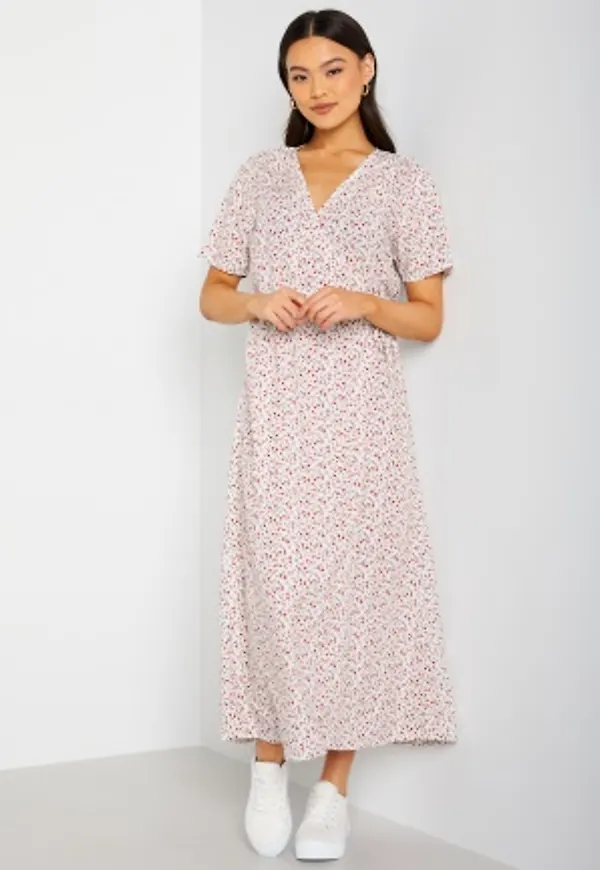 Object Collectors Item Ema Elise L/S Long Wrap Dress Bright White AOP:Flo 34