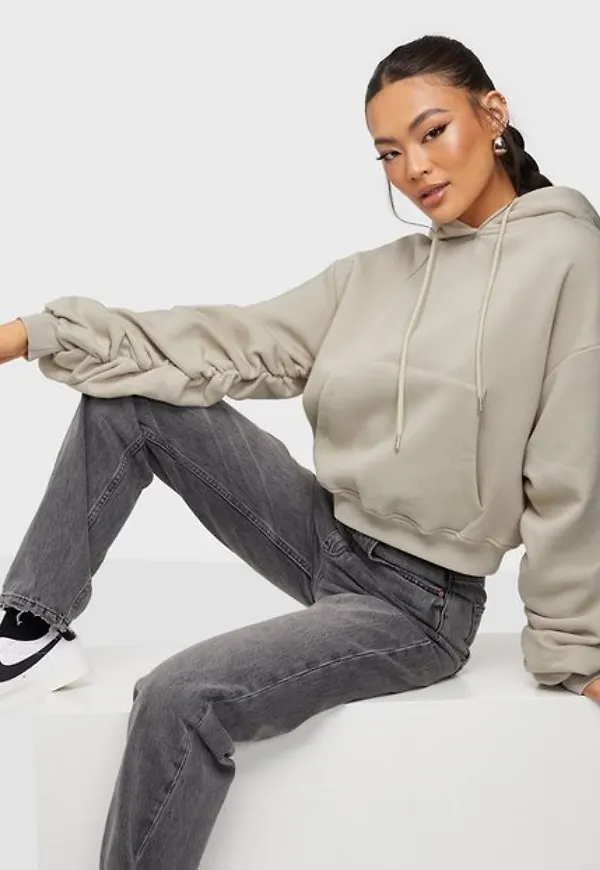 NLY Trend Sleeve Detail Hoodie Hoodies Beige