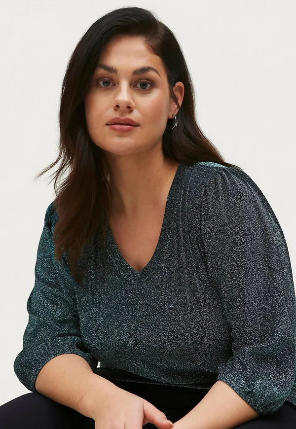 Zizzi - Topp mDania 3/4 Blouse - Blå