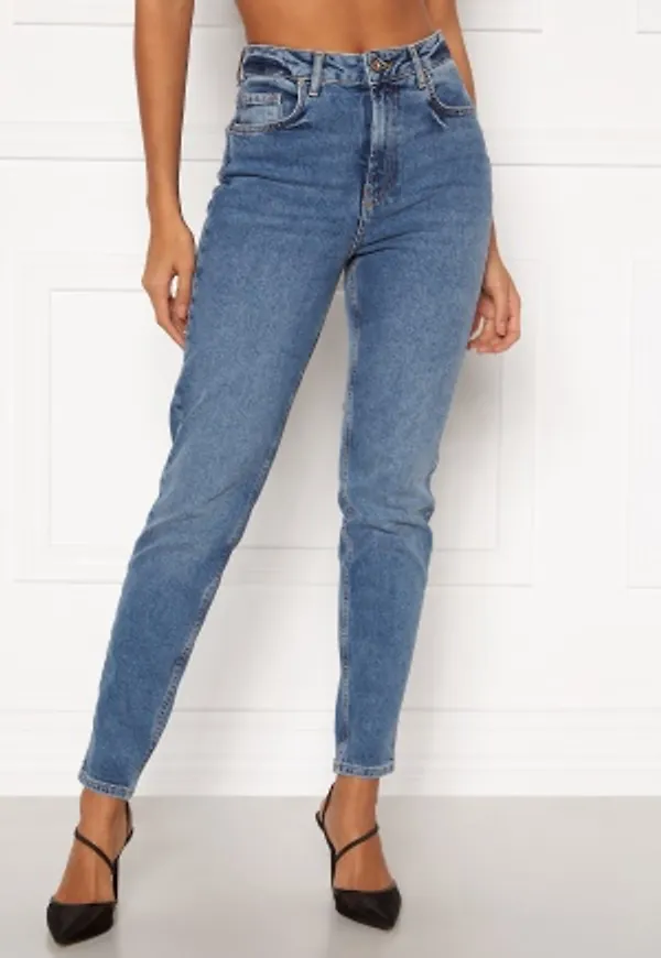 Pieces Leah Mom HW Jeans Medium Blue Denim XS