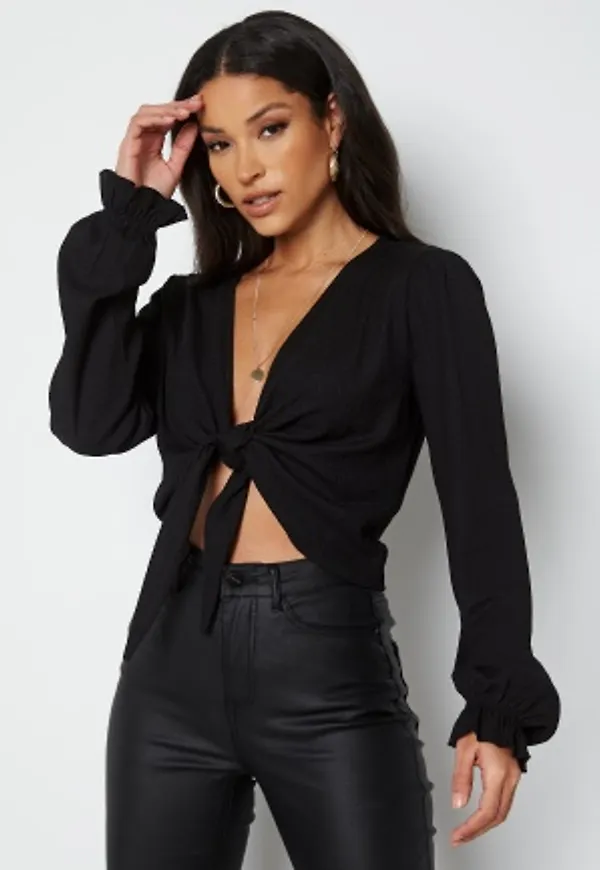 BUBBLEROOM Lillia front tie top Black M