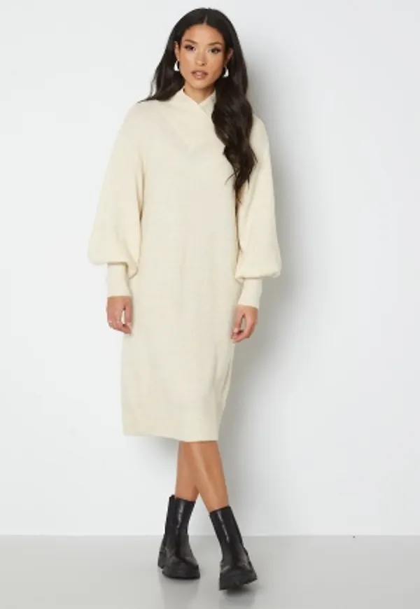 VERO MODA Toka L/S Wrap Neck Dress Birch Melange XL