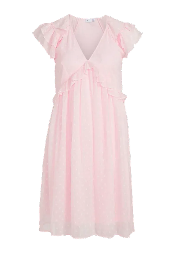 Vila - Klänning viArmina V-neck S/S Short Dress - Rosa