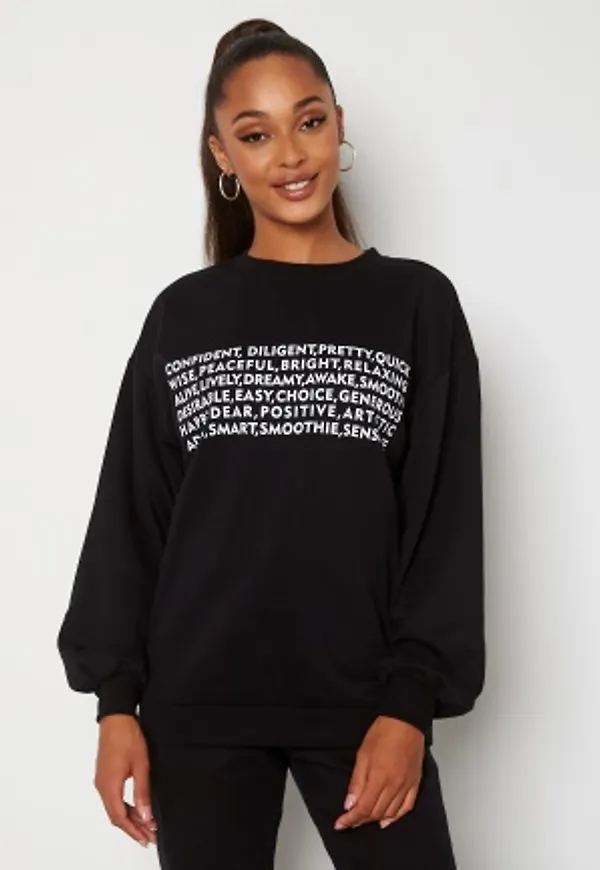 VERO MODA Natalie L/S Print Sweat Black XS