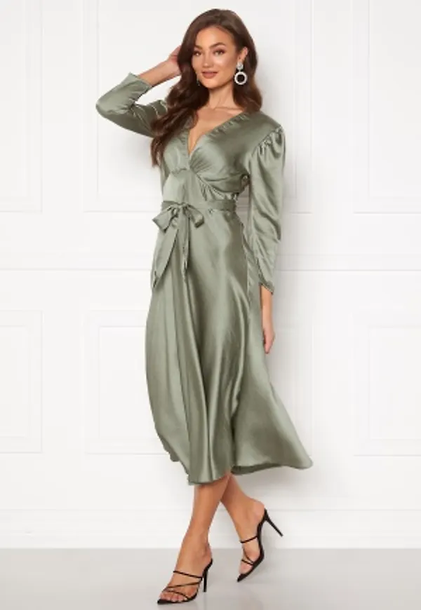 John Zack Deep V Maxi Dress Sage Green L (UK14)