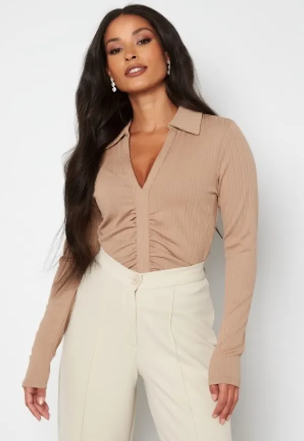 VILA Miano L/S Polo Top Portabella M