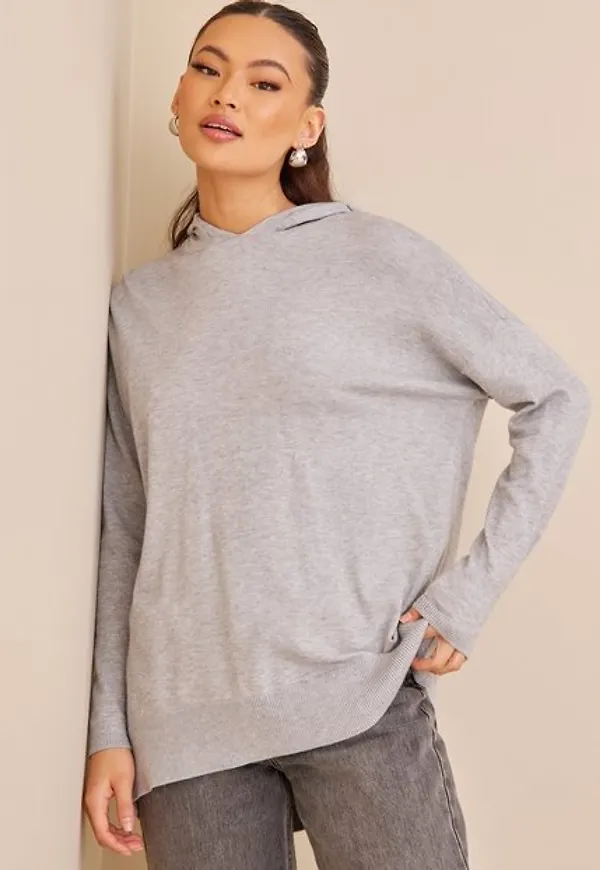 Only Onllely L/S Loose Hood Pullover Cc Stickade tröjor Light Grey Melange