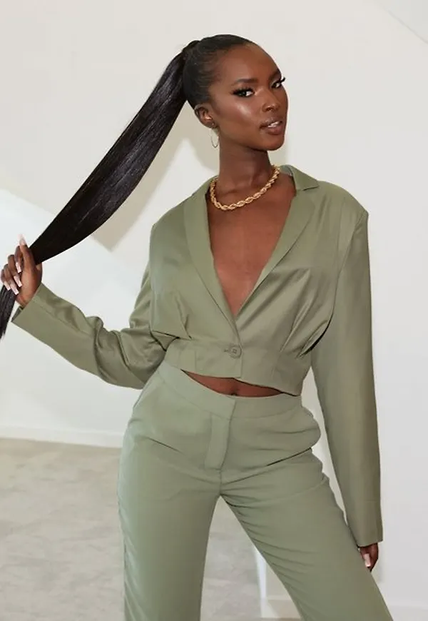 NLY Trend Easy Cropped Blazer Jackor Grön