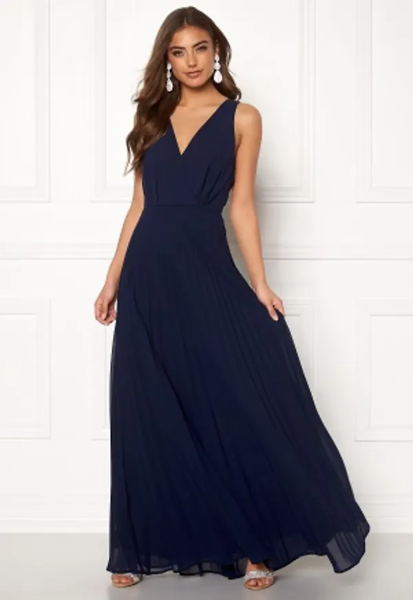 AX Paris Lace Pleated Maxi Dress Navy XS (UK8)