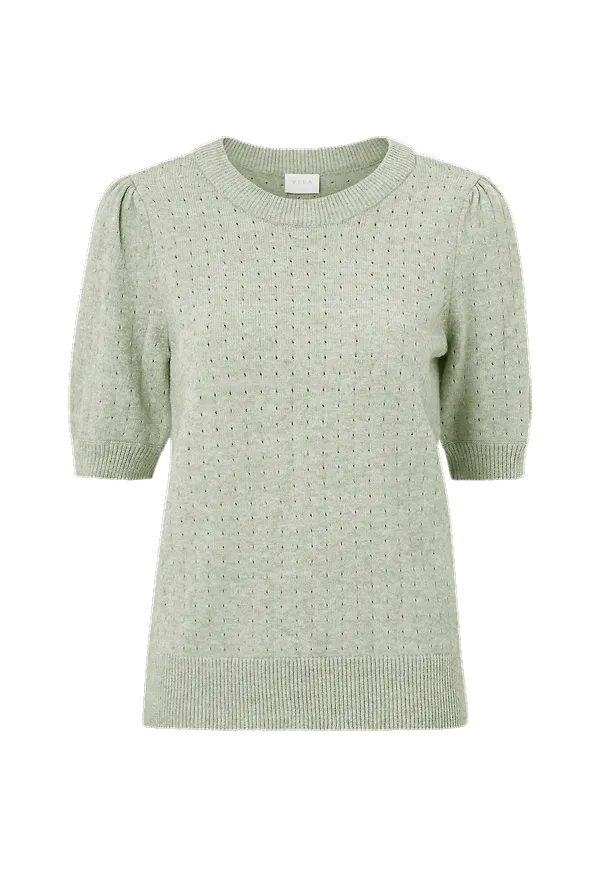 Vila - Topp viRil Puff 2/4 Knit Top - Grön