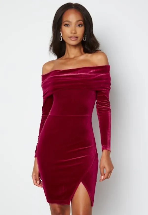 BUBBLEROOM Sofielle Velvet Dress Cerise XS