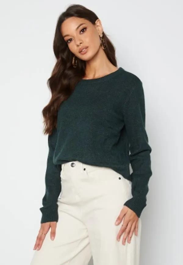 VILA Ril L/S O-neck Knit Top Darkest Spruce S