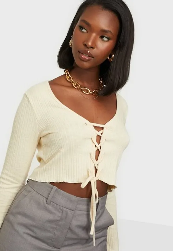 NLY Trend Lace Up Cardigan Långärmade toppar