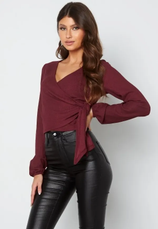 BUBBLEROOM Leighton wrap top Wine-red XS