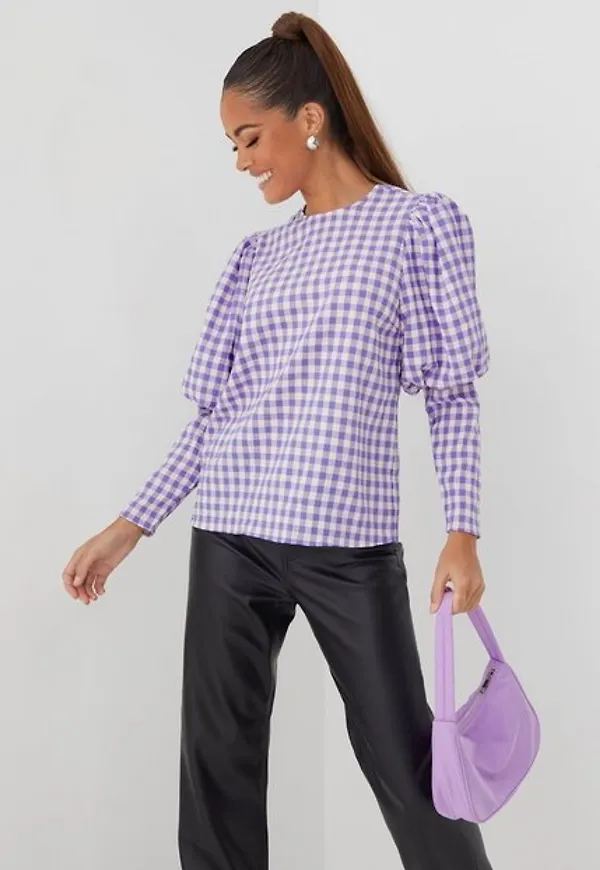 Co'couture Cadie Check Blouse Vardagsblusar Purple