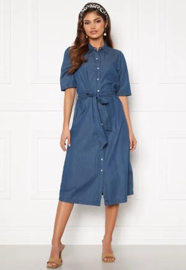 Happy Holly Emma midi puff denim dress Medium denim 32/34