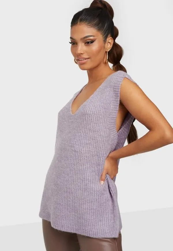 Only Onlcora Vest Cc Knt Stickade västar Languid Lavender W. Melange