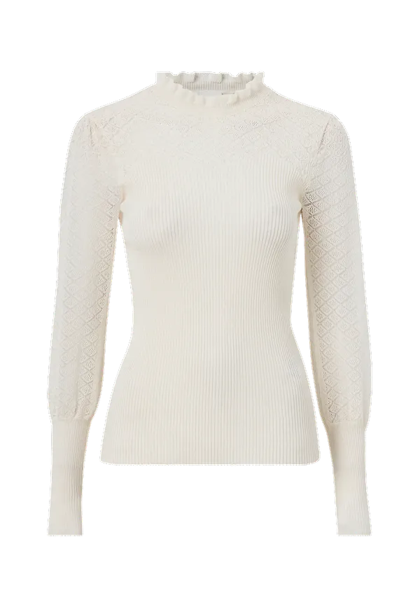 Vila - Topp viCafas L/S Knit Top - Vit