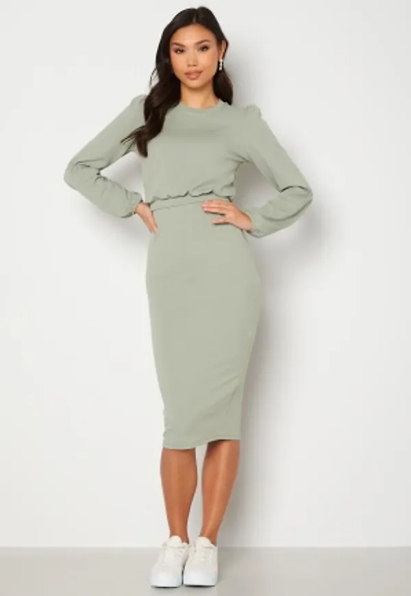 BUBBLEROOM Liva midi dress Dusty green L