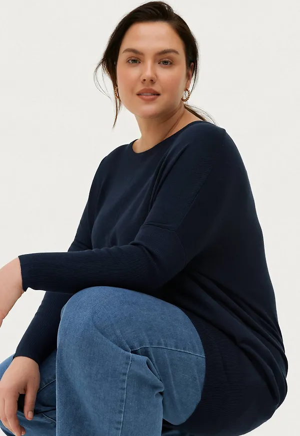 Zizzi - Tunika mCarrie LS Knit Tunic - Blå
