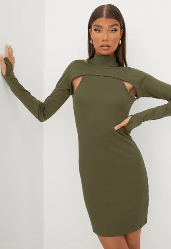 Helmut Lang Rib Cutout Dress.Bas Fodralklänningar Dark Green