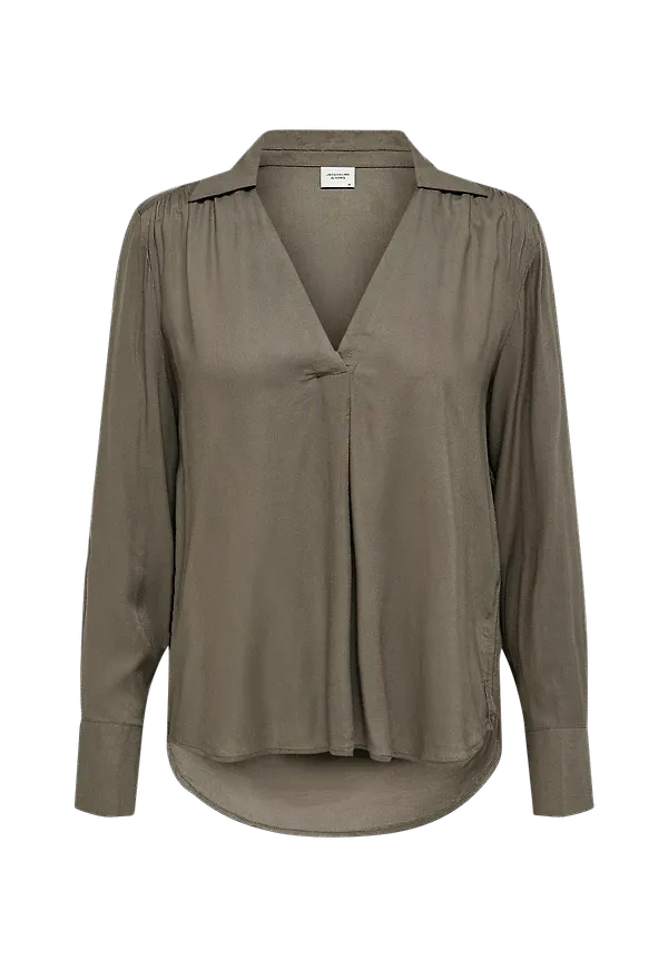 JDY - Blus jdyHavana Life L/S V-neck Blouse Wvn - Brun