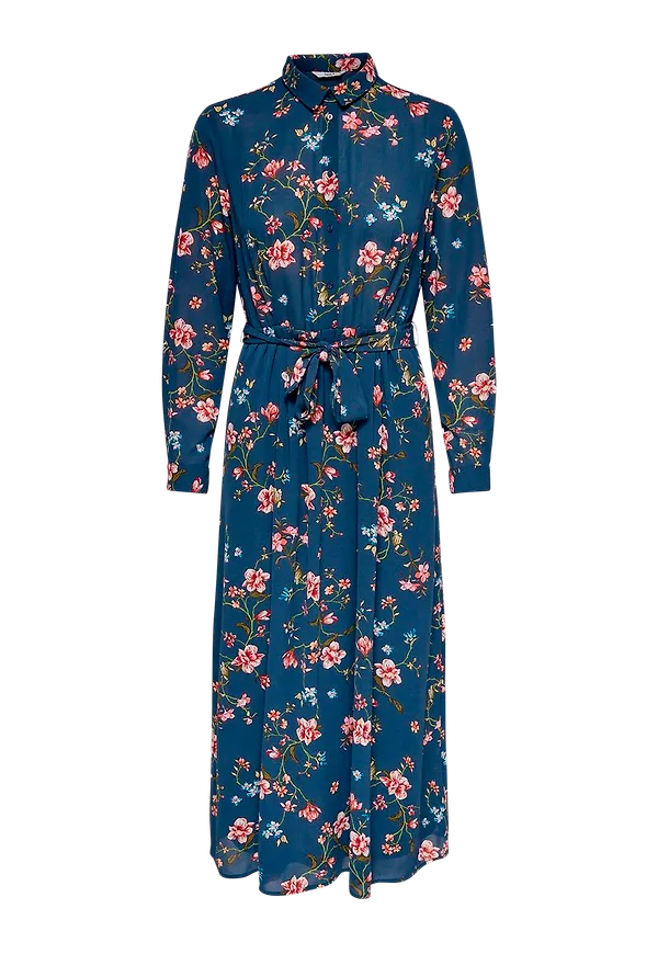 Only - Klänning onlClaire L/S Midi Shirt Dress - Blå