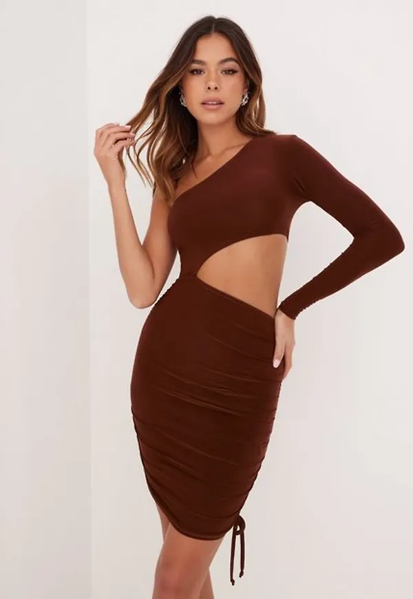 Missguided Slinky One Shoulder Cut Out Mini Dress Fodralklänningar