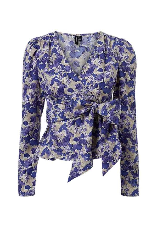 Vero Moda - Blus vmViola L/S Wrap Top - Natur