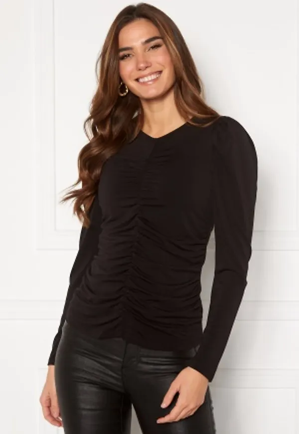 VERO MODA Megane L/S Rouching Top Black XS