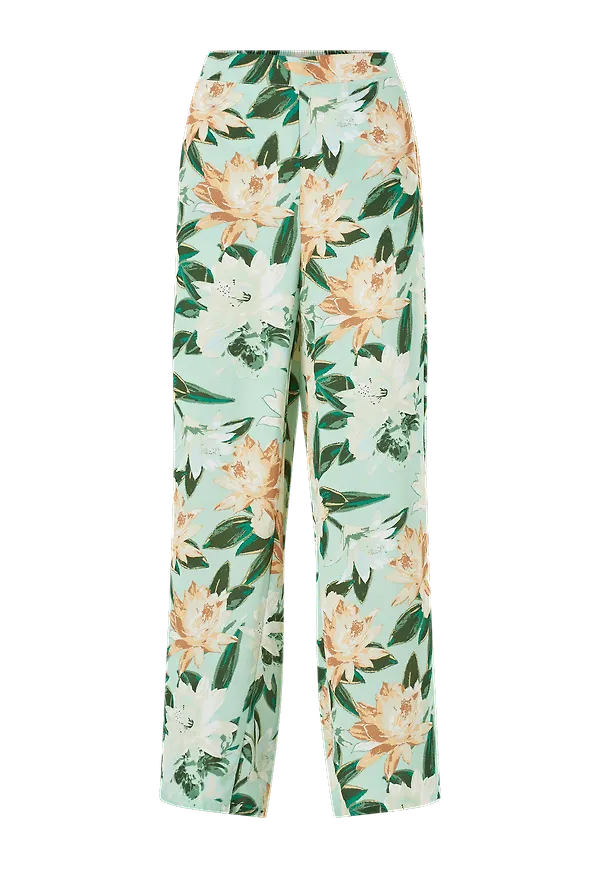 Only - Byxor onlAlma Life Poly Palazzo Pant Aop Wvn - Grön