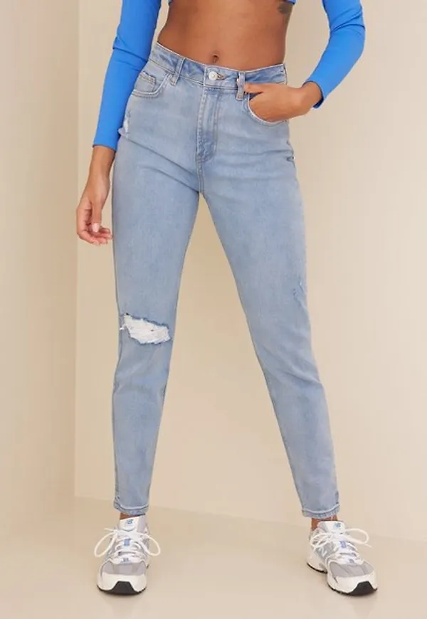 Pieces Pcleah Mom Hw Ank Dest Lb Noos Bc High waisted jeans