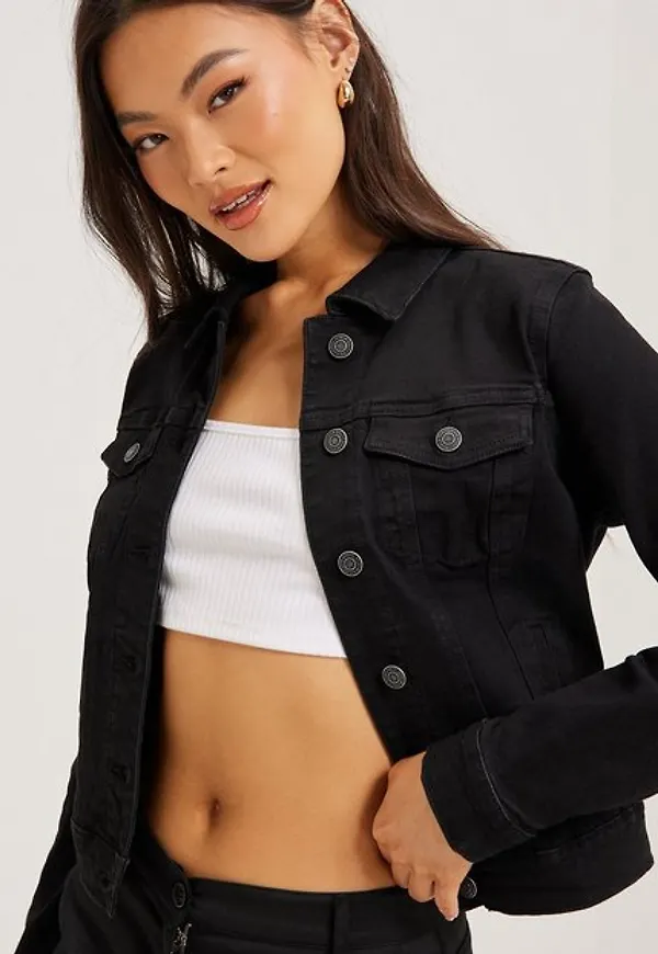 Vero Moda Vmhot Soya Ls Denim Jacket Mix Noos Jeansjackor Svart