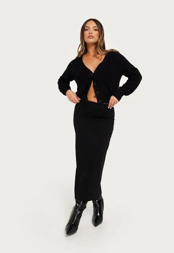 Pieces Pckylie Mw Midi Skirt Noos Midikjolar Svart