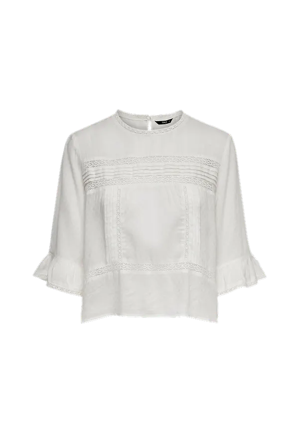 Only - Topp onlLanemone 3/4 Flaired Top - Vit