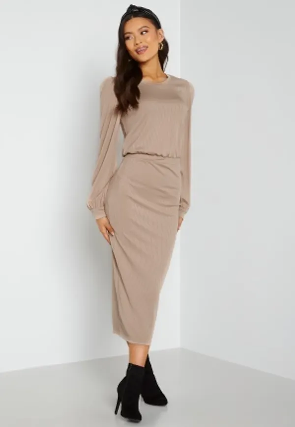 BUBBLEROOM Besa rib dress Dark beige XS