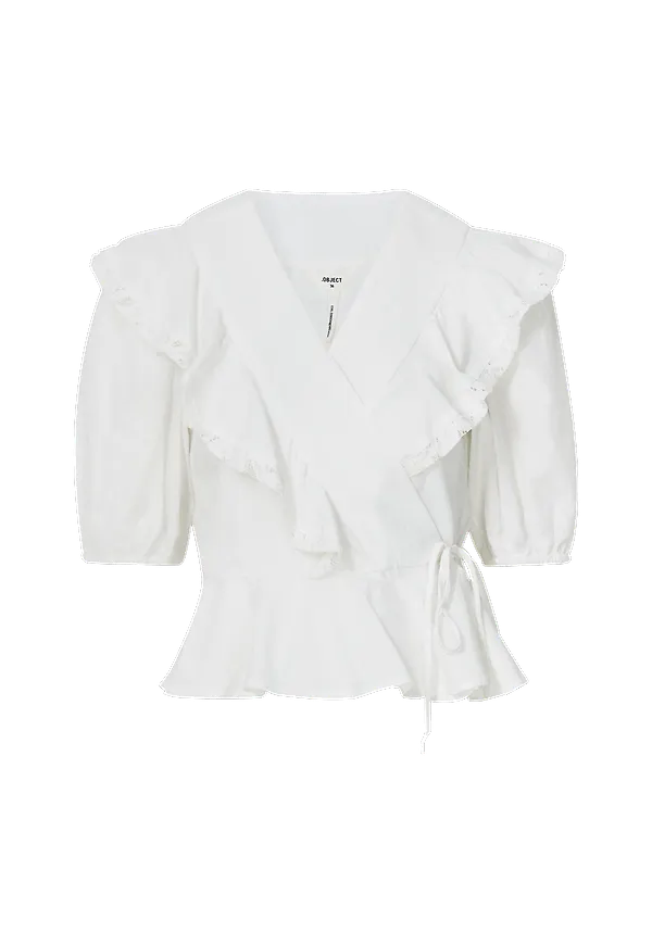 Object - Omlottblus objCarrie 2/4 Wrap Top - Vit
