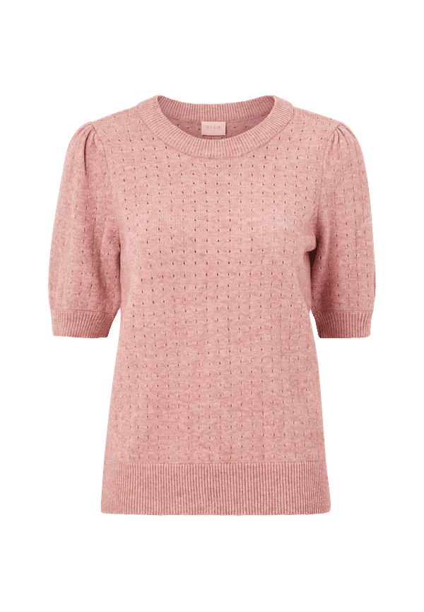 Vila - Topp viRil Puff 2/4 Knit Top - Rosa