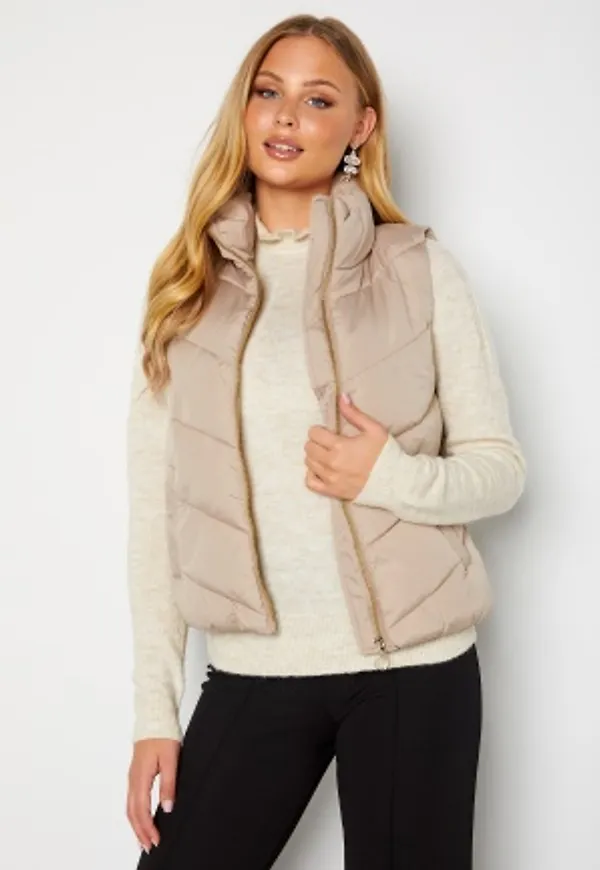 JDY Finno Padded Waistcoat Simply Taupe XL
