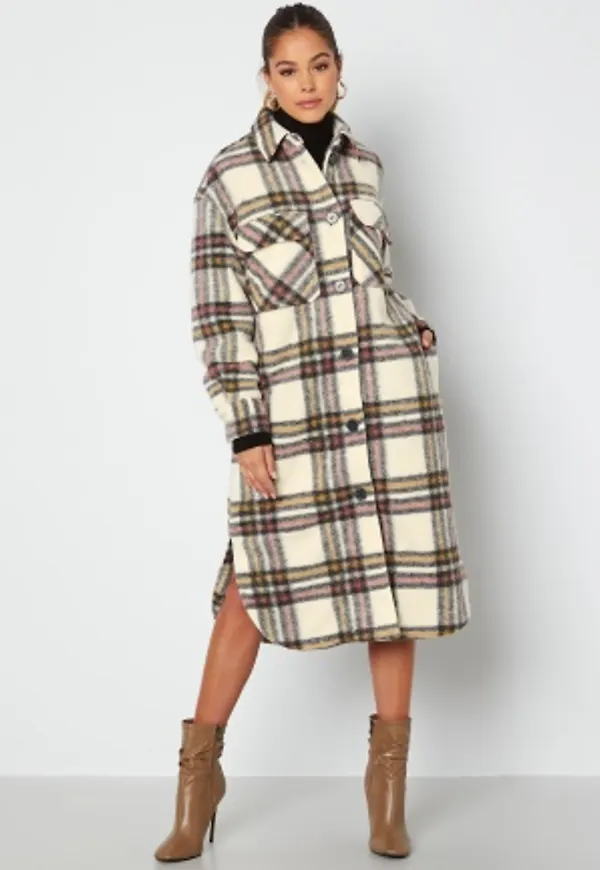 Object Collectors Item Selene Long Coat Cloud Dancer Checks 36