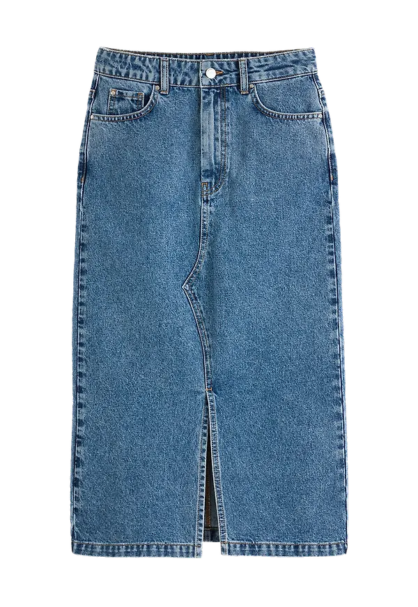 La Redoute - Rak, halvlång jeanskjol - Blå