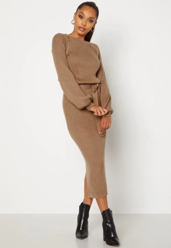 BUBBLEROOM Amira knitted dress Light brown XS