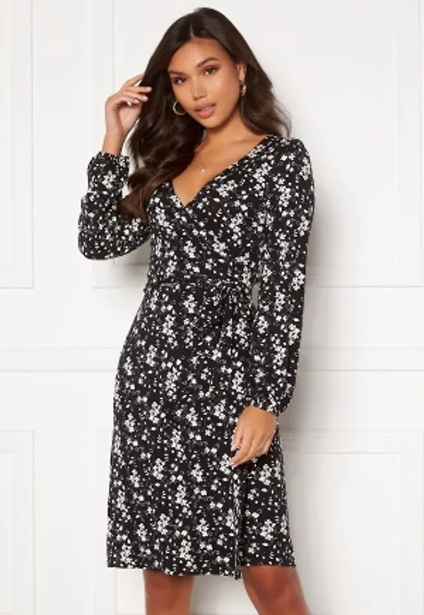 Happy Holly Amanda puff sleeve dress Black / Floral 36/38